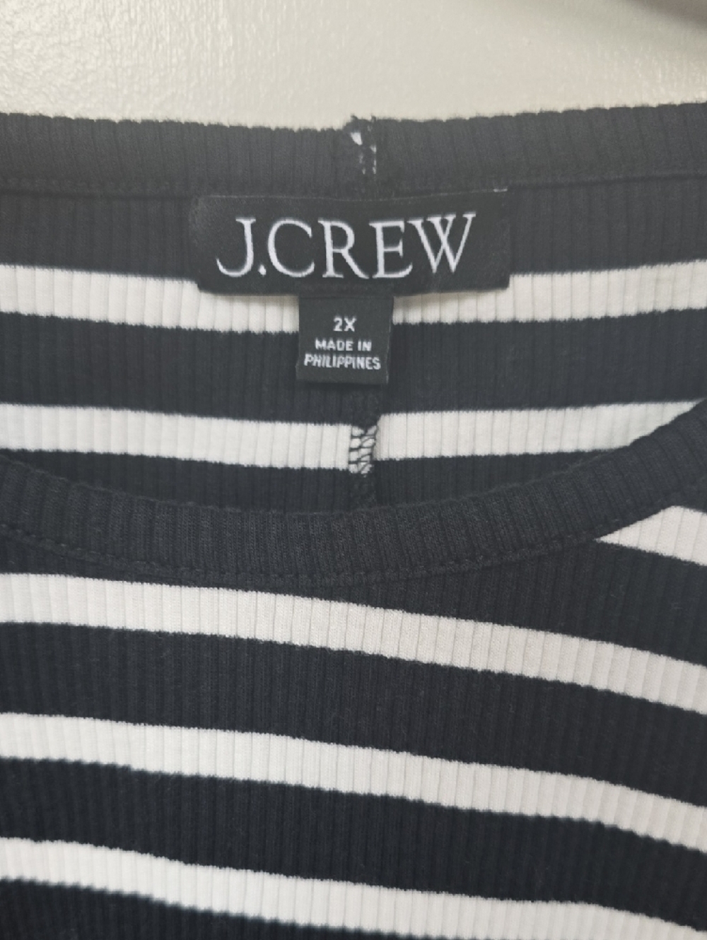 J. Crew Black & White Striped Ribbed Racerback Tank - Picture 2 of 4